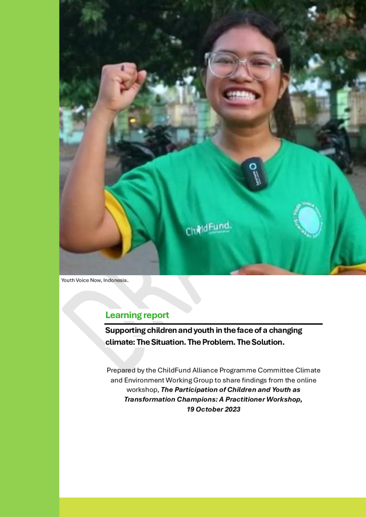 ChildFund Alliance Youth Participation in Climate and Environment Action Learning Workshop Summary