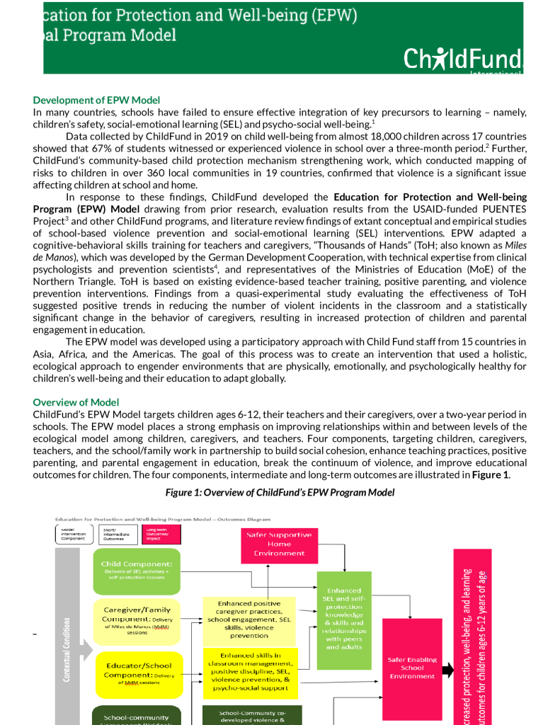 ChildFund Education for Protection and Wellbeing Program Model